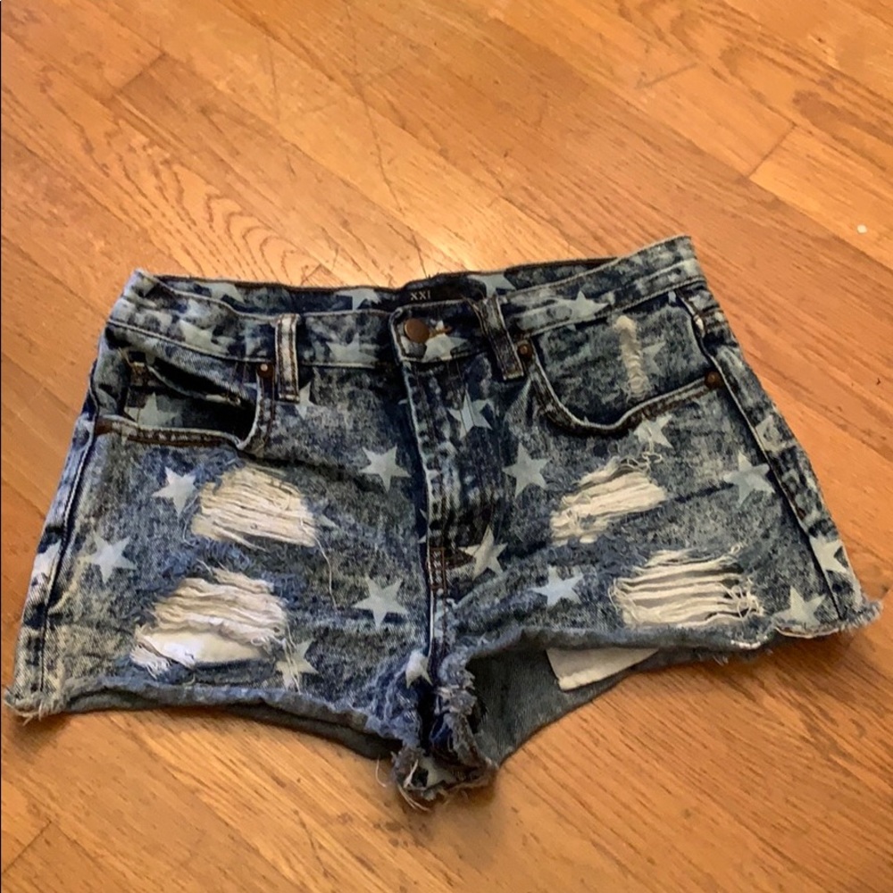 Star ripped high waisted shorts